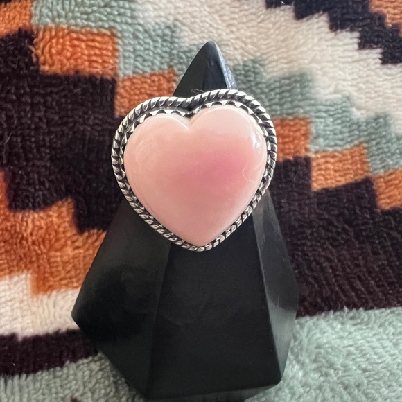 ❤️ Queen Pink Conch LG Southwestern Heart Sz 8.75 Sterling Ring 8.1g EXQUISITE - Picture 6 of 17